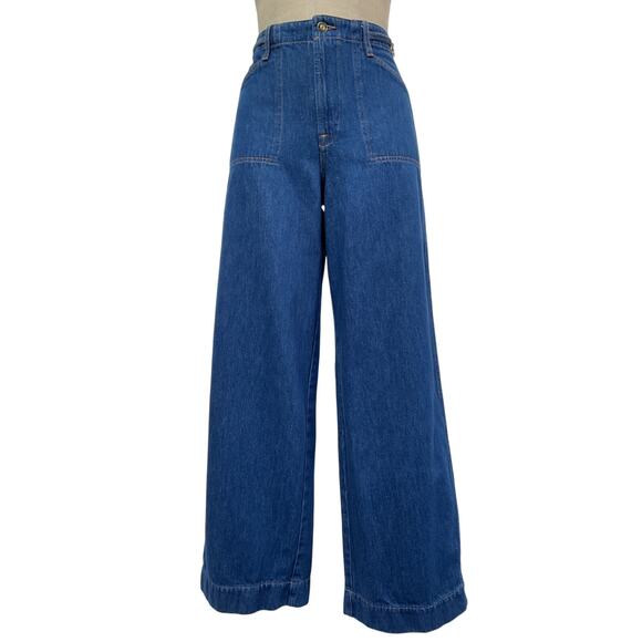 Favorite Daughter 'The Fancy' Blue Mischa Super High Waist Wide Leg Jeans Size - Picture 2 of 4